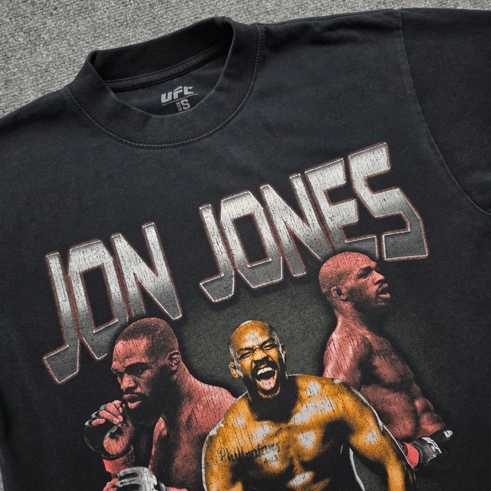 UFC Jon Bones Jones Graphic T-Shirt Men's Small Black MMA Fighting Tee Rap Style